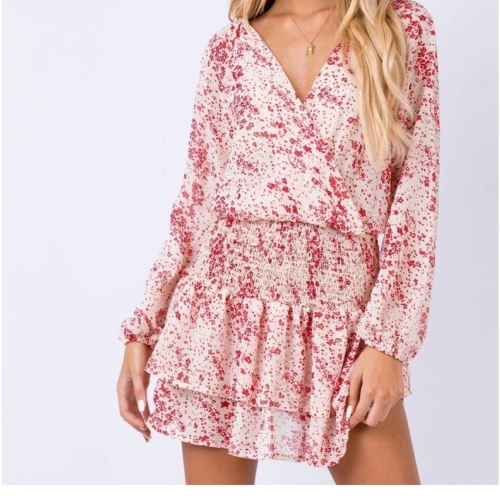 Princess Polly Altona Mini Dress, NEW, lightweight, sheer, cream pink floral